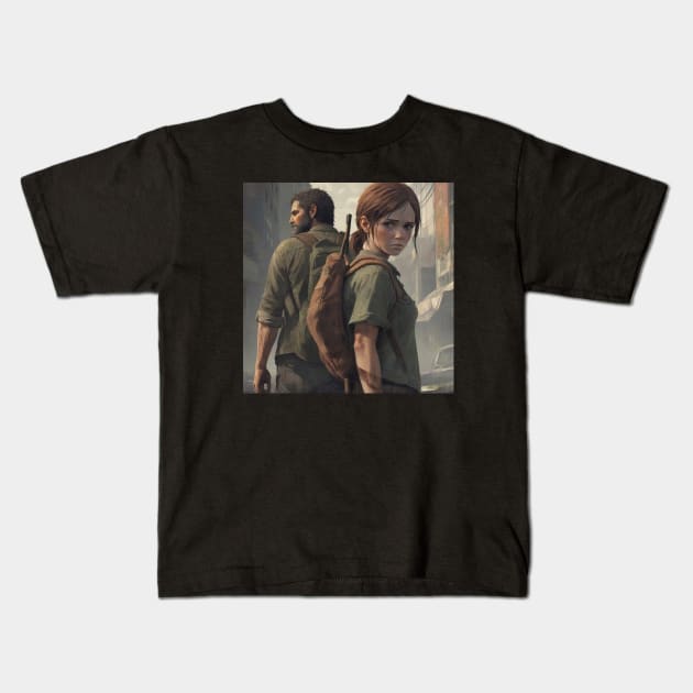 The Last of Us fan art - Joel and Ellie Kids T-Shirt by Buff Geeks Art